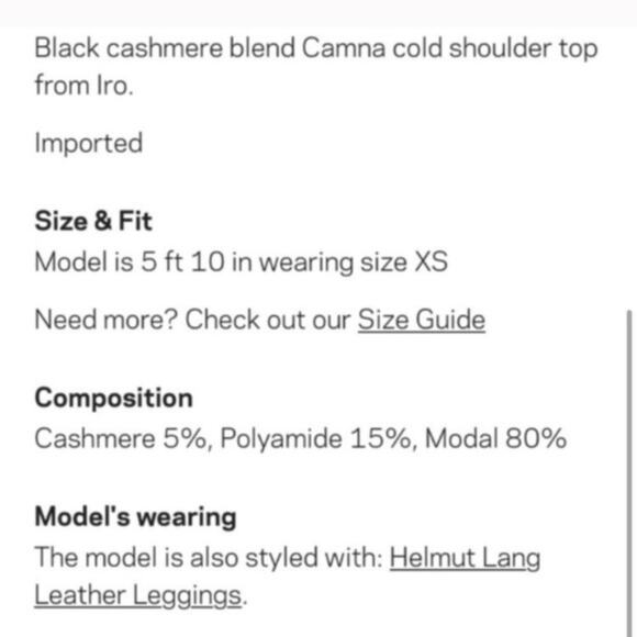 NWT IRO Camna slit sleeve cold shoulder top - Picture 4 of 9